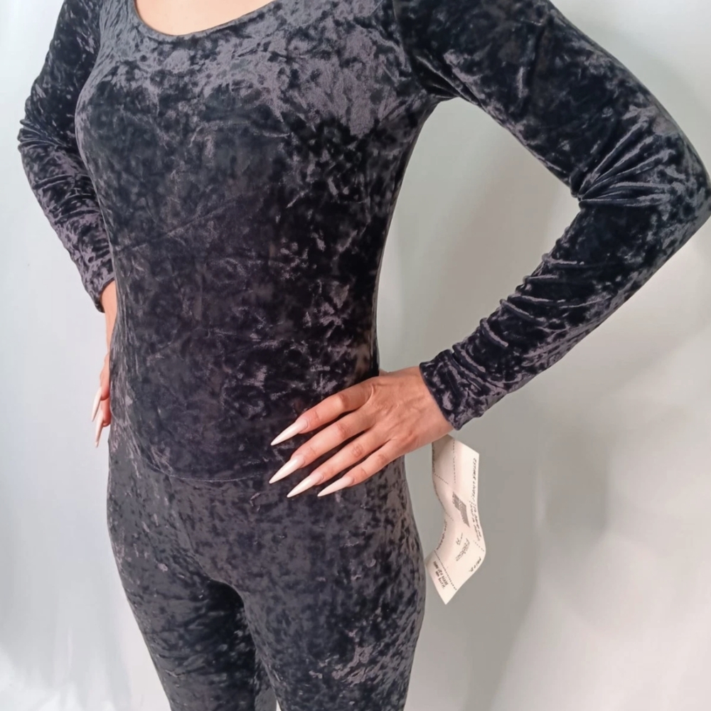 Betsey Johnson Charcoal Long Sleeve Jumpsuit